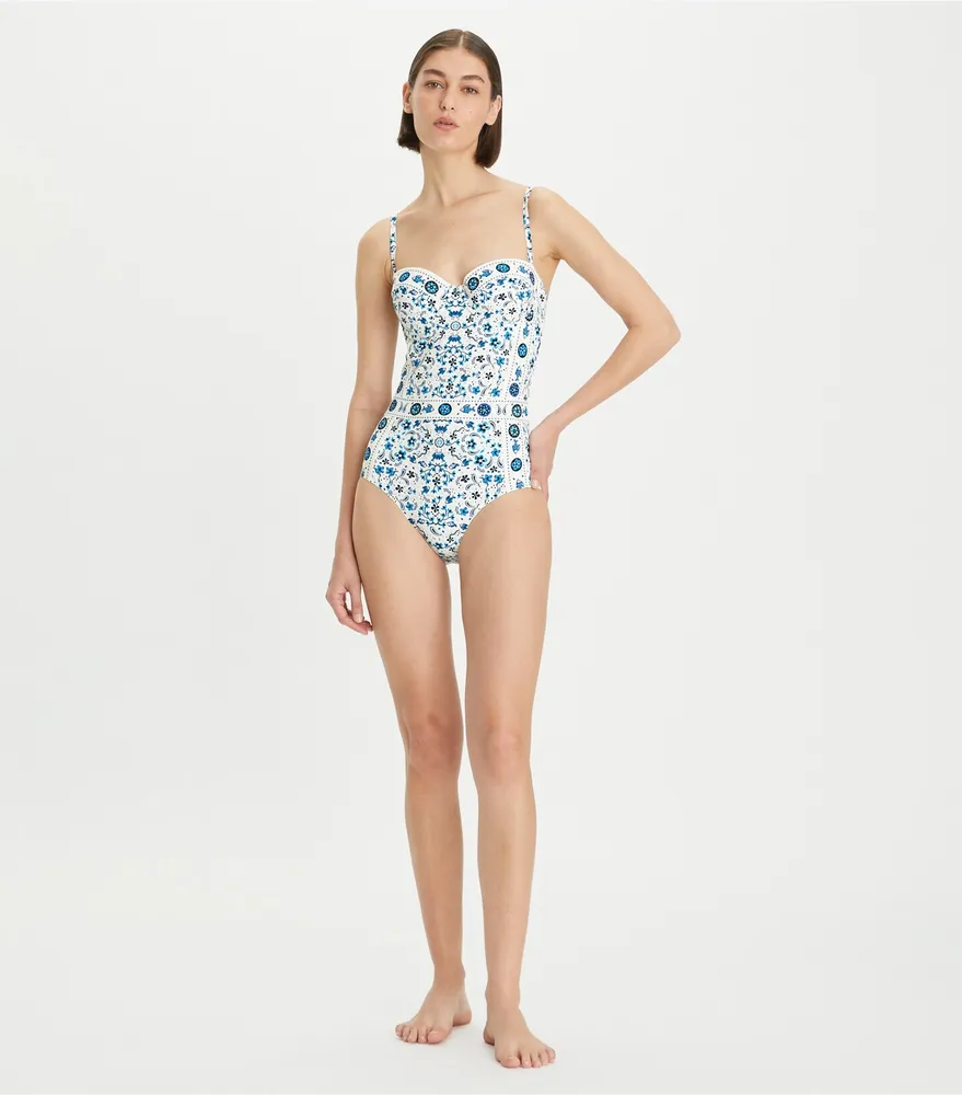 Printed Underwire One-Piece Swimsuit