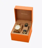 Ravello Watch Gift Set, Black/Brown Leather, Gold-Tone Stainless Steel, 32 MM 