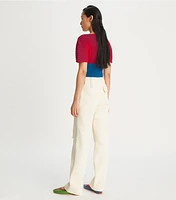 Relaxed Multicolor Topstitch Pant