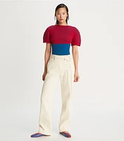 Relaxed Multicolor Topstitch Pant