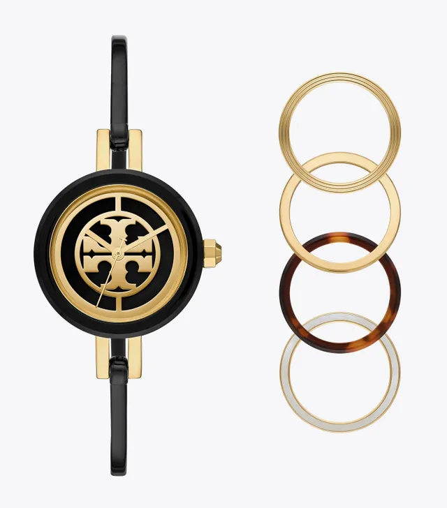 Tory Burch Reva Bangle Watch Gift Set, Black/Gold Stainless  display picture 3