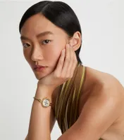 Tory Burch Women's Reva Gold-Tone Stainless Steel Bangle Bracelet Watch  27mm Gift Set - Macy's