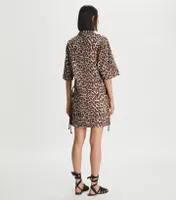 Reva Leopard Cotton Poplin Shirtdress