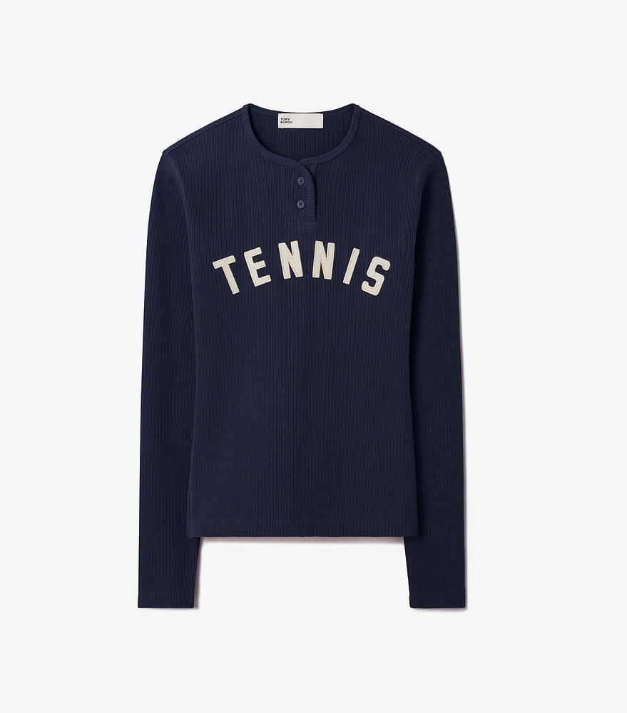 Ribbed Cotton Tennis Henley