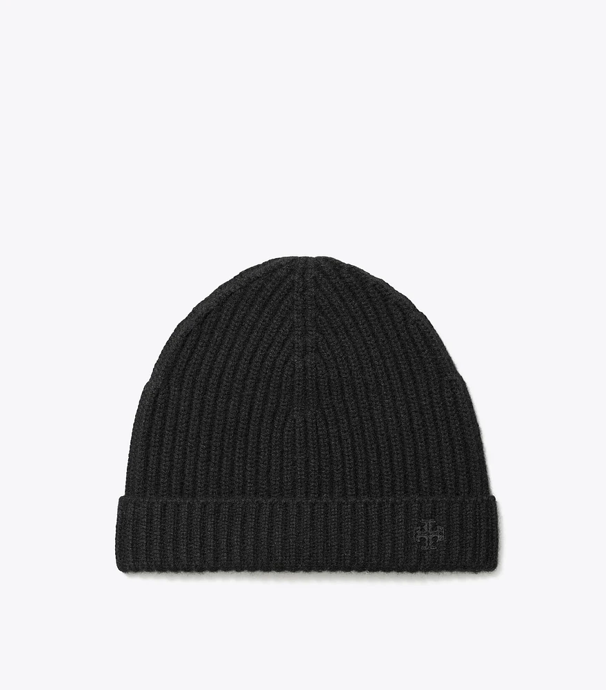 Ribbed Knit Cashmere Beanie