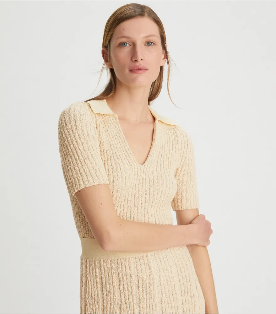 Ribbed Knit Polo