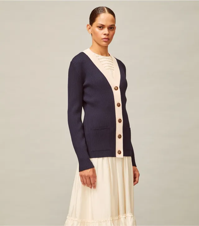 Tory Burch Ribbed Merino Wool Cardigan | The Summit