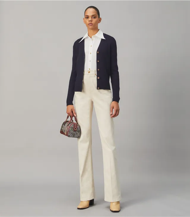 Tory Burch Ribbed Merino Wool Cardigan | The Summit