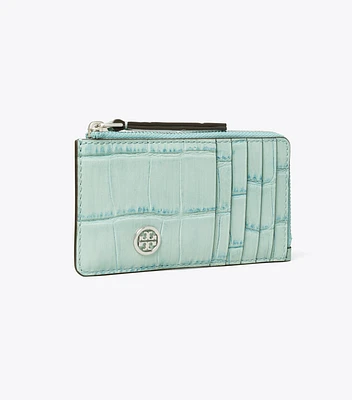 Robinson Croc-Embossed Top-Zip Card Case