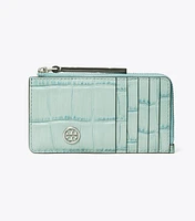 Robinson Croc-Embossed Top-Zip Card Case