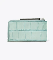 Robinson Croc-Embossed Top-Zip Card Case