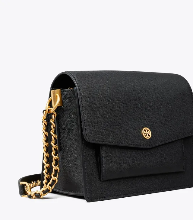 Tory Burch 'robinson' Double Zip Leather Crossbody Bag in Black