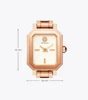 Tory Burch Robinson Mini Watch, Rose Gold-Tone /Ivory, 22 MM