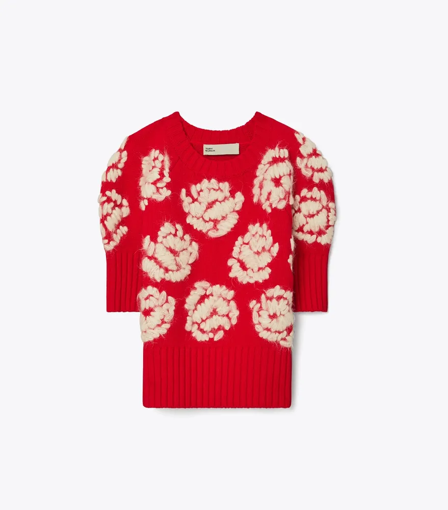 Rose-Embroidered Sweater