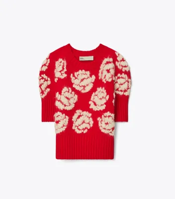 Rose-Embroidered Sweater