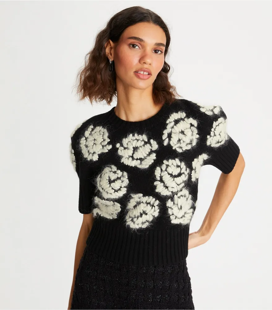 Rose-Embroidered Sweater