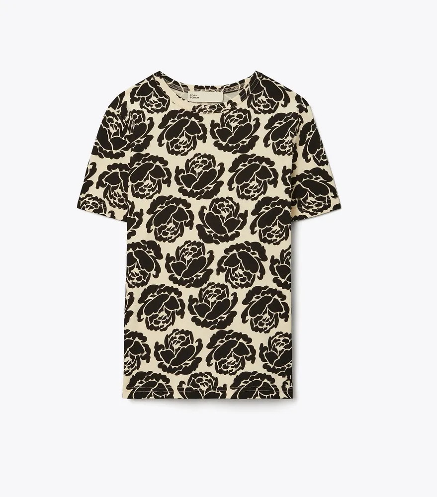 Tory Burch Floral Twill Safari Shirt In Ivory Tea Rose 4 Womens Button Down  Top