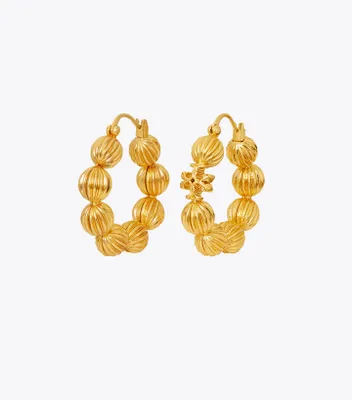 Roxanne Fluted Bead Hoop Earring