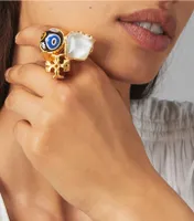 Buy Tory Burch Roxanne Statement Ring - Brass/light Blue/light Green At 52%  Off