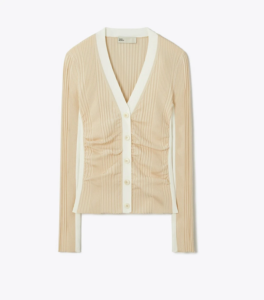 Ruched Wool Cardigan