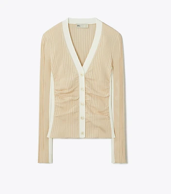 Ruched Wool Cardigan