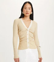 Ruched Wool Cardigan