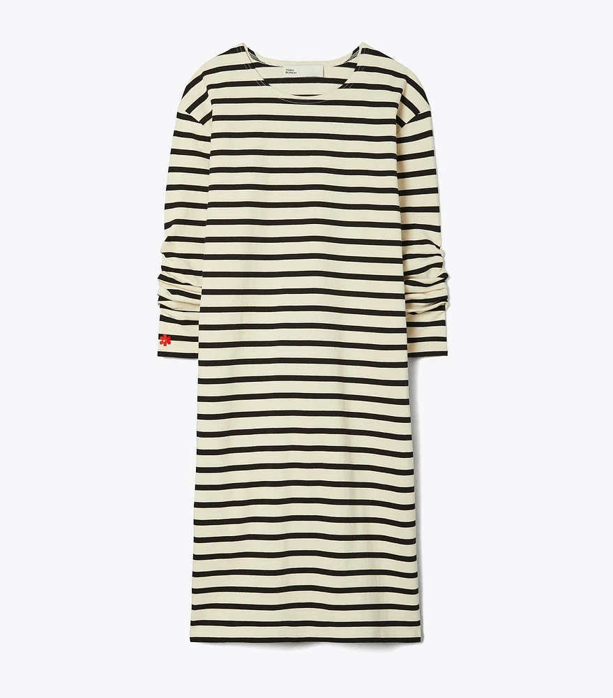 Scrunched-Sleeve Jersey T-Shirt Dress