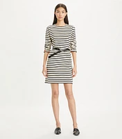 Scrunched-Sleeve Jersey T-Shirt Dress