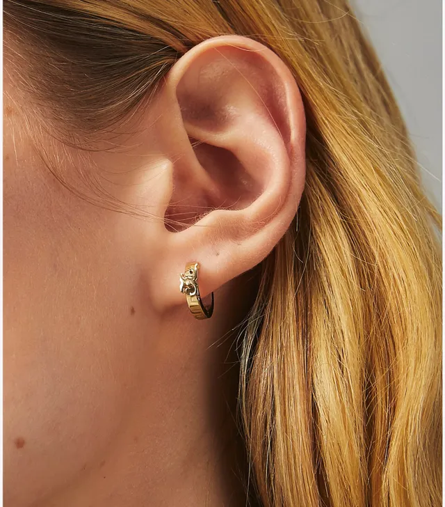 Tory Burch Pierced-T Hoop Earring in Metallic