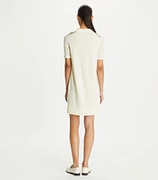 Silk-Front Polo Dress