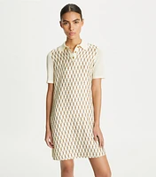 Silk-Front Polo Dress