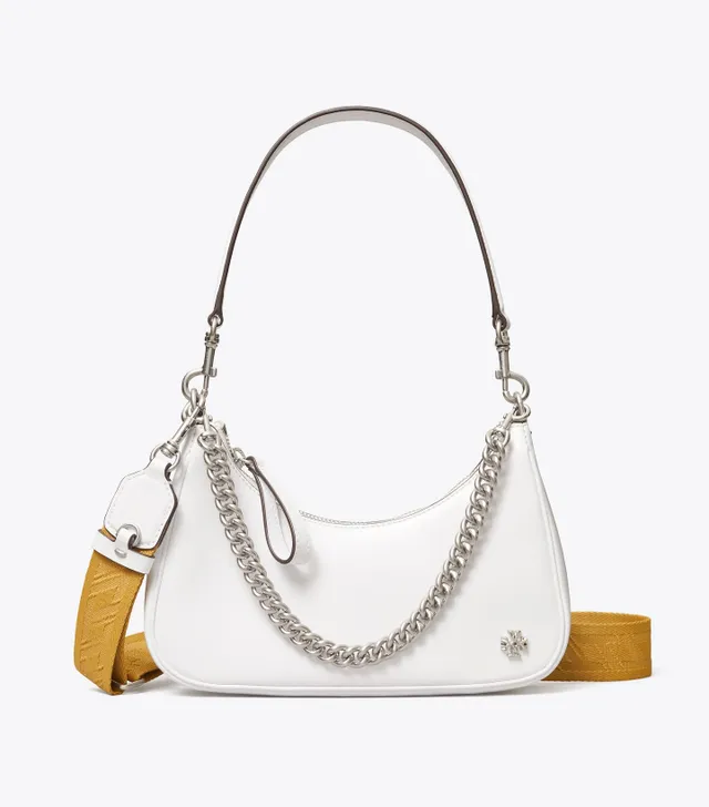 Tory Burch Small Mercer Spazzolato Shoulder Bag - White