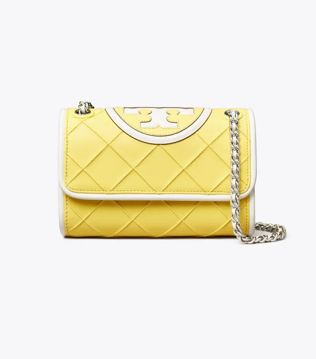 Tory Burch Mini Fleming Soft Patent Border Bucket Bag