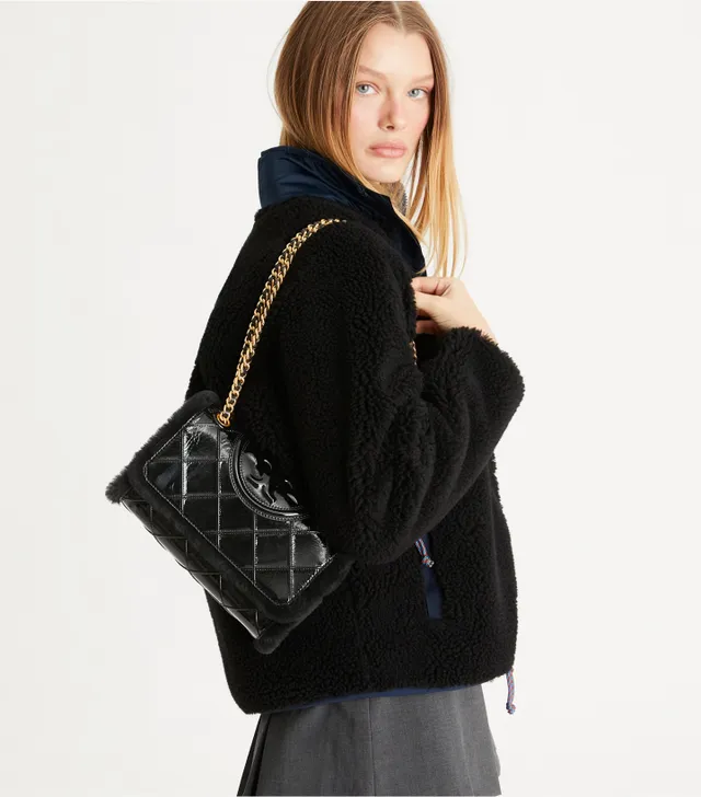 Tory Burch, Bags, Tory Burch Fleming Quilted Convertible Bucket Bag In  Black Lambskin