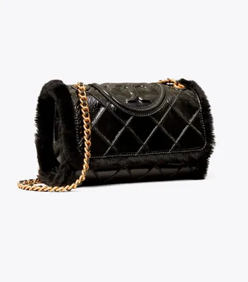 Chanel Chanel Black Quilted Patent Leather Silver-tone Chain