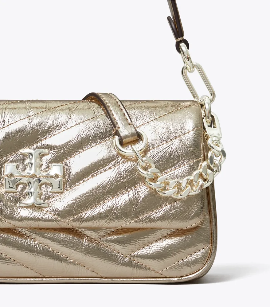 Small Kira Chevron Metallic Flap Shoulder Bag