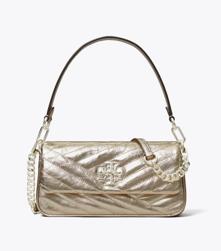 Small Kira Chevron Metallic Flap Shoulder Bag