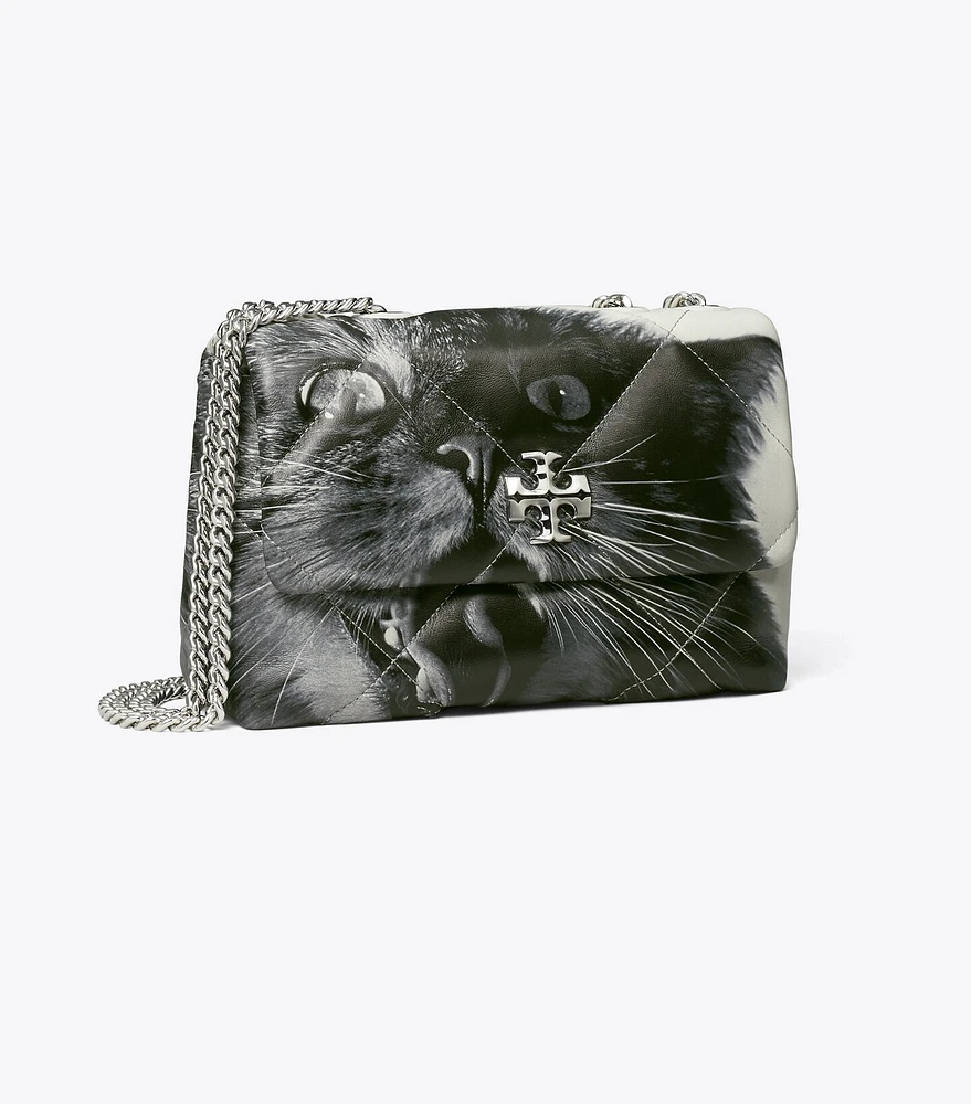 Small Kira Diamond Quilt Cat Print Convertible Shoulder Bag