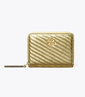 Small Kira Metallic Moto Quilt Zip Around Wallet