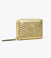 Small Kira Moto Quilt Metallic Zip-Around Wallet