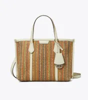 Small Perry Raffia Stripe Triple-Compartment Tote