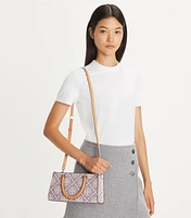 Small T Monogram Contrast Embossed Rectangular Tote