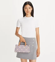 Small T Monogram Contrast Embossed Rectangular Tote