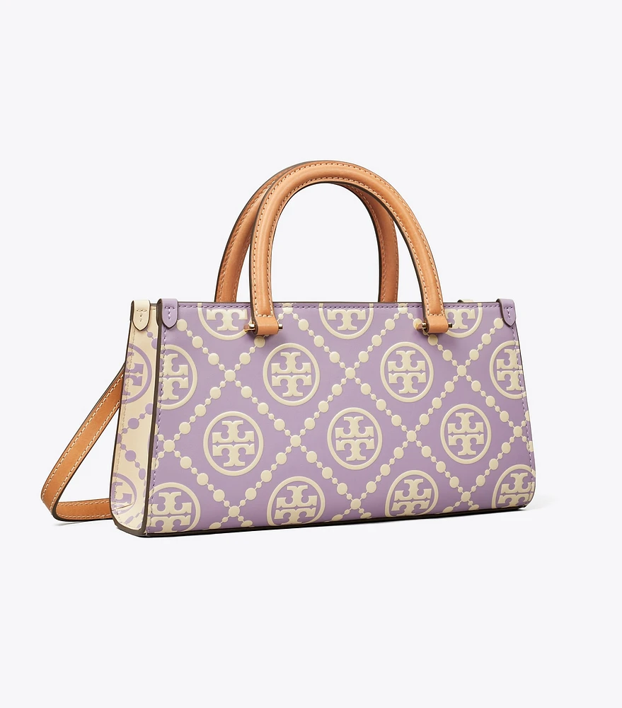 Small T Monogram Contrast Embossed Rectangular Tote