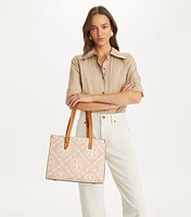 Small T Monogram Contrast Embossed Tote