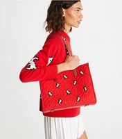 Small T Monogram Embroidered Rabbit Tote