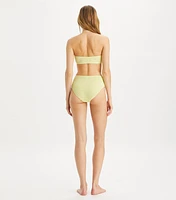 Smocked High-Leg High-Waisted Bikini Bottom