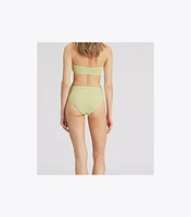 Smocked High-Leg High-Waisted Bikini Bottom