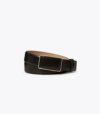 Smooth Leather Plate Belt