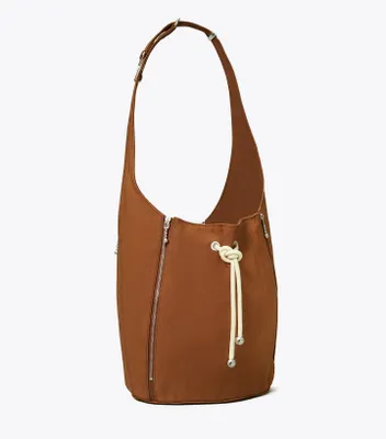 Spaghetti Strap Large Zip Bucket Bag